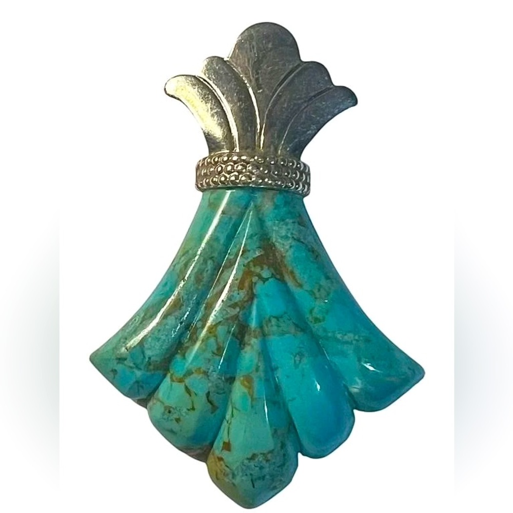 VTG Large DTR Jay King Sterling Turquoise Drop Pendant